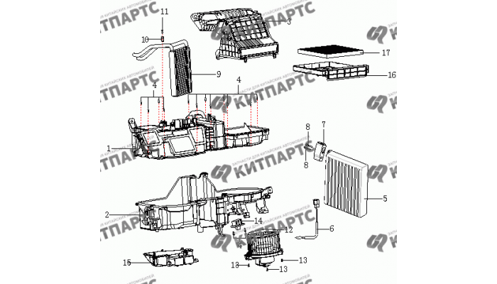 Отопитель в разборе Geely MK